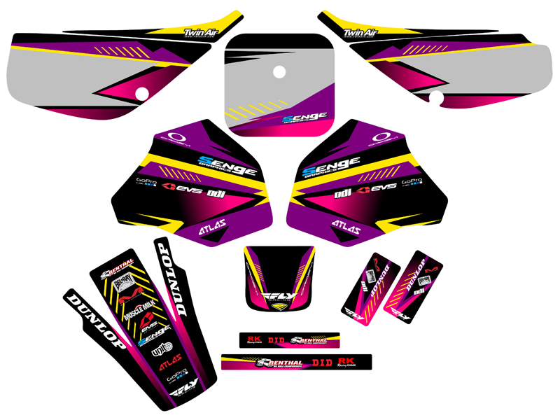 1985-2000 XR 80 SURGE Purple Senge Graphics Kit Compatible with Honda - Picture 5 of 10