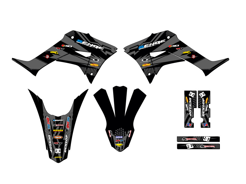 2019-2023 CRF 250 F MAYHEM Black Senge Graphics Kit Compatible with Honda - Picture 2 of 10