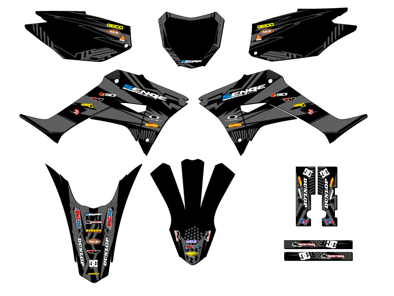 2019-2023 CRF 250 F MAYHEM Black Senge Graphics Kit Compatible with Honda - Picture 5 of 10