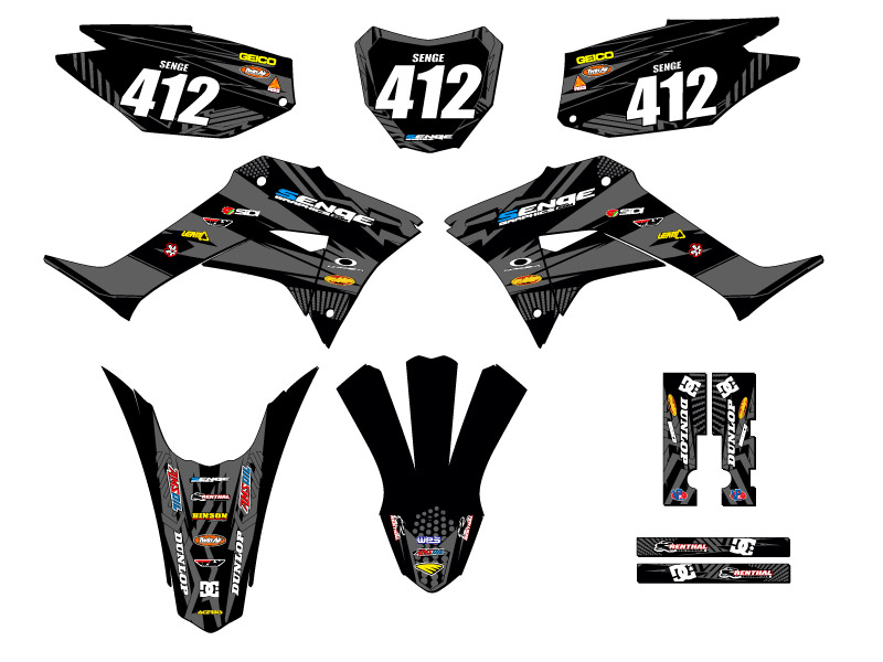 2019-2023 CRF 250 F MAYHEM Black Senge Graphics Kit Compatible with Honda - Picture 8 of 10