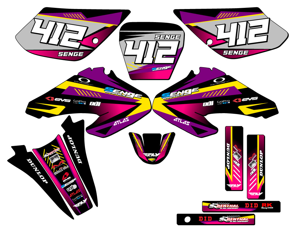 2001-2004 XR 80 SURGE Purple Senge Graphics Kit Compatible with Honda - Picture 8 of 10