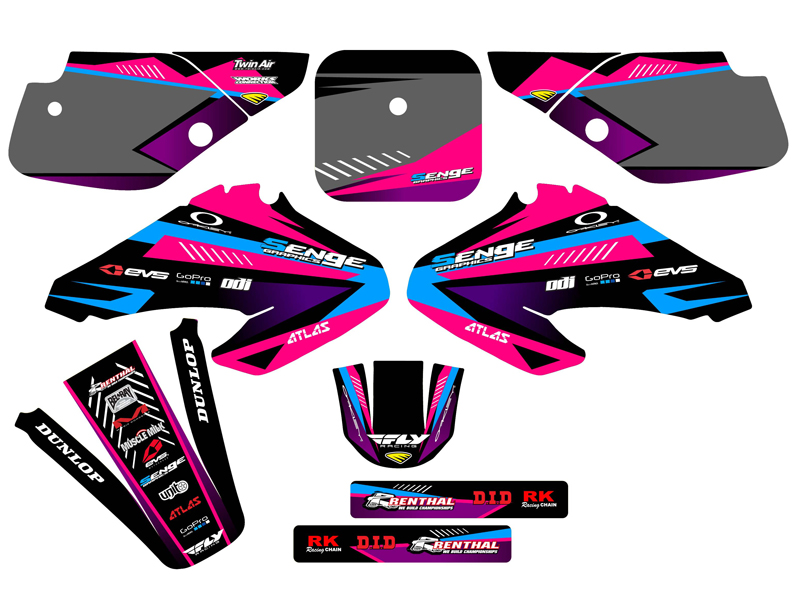2001-2003 XR 70 SURGE Pink Senge Graphics Kit Compatible with Honda - Picture 5 of 10