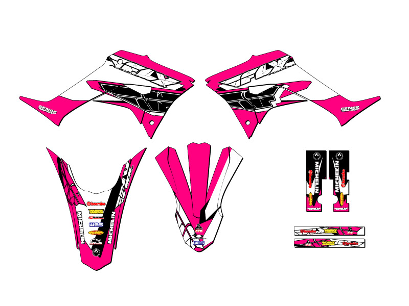 2019-2023 CRF 250 F 13 FLY Pink Senge Graphics Kit Compatible with Honda - Picture 2 of 10