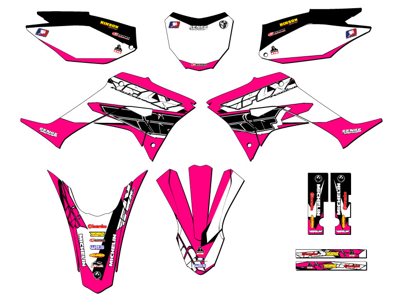 2019-2023 CRF 250 F 13 FLY Pink Senge Graphics Kit Compatible with Honda - Picture 5 of 10