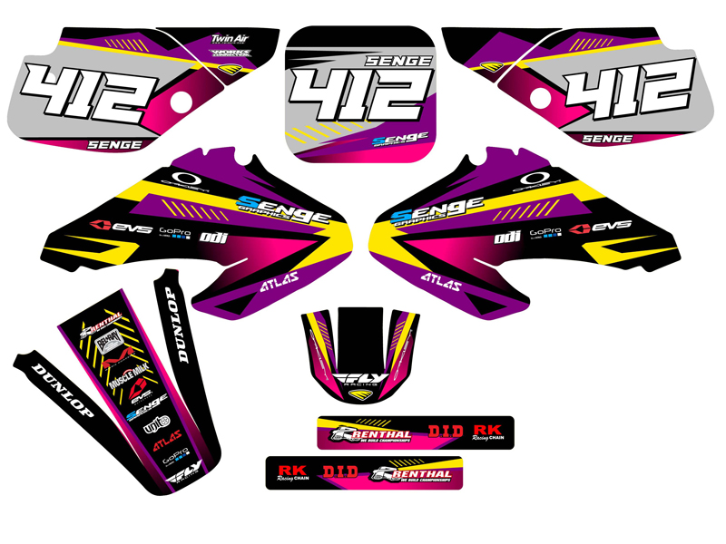 2001-2003 XR 70 SURGE Purple Senge Graphics Kit Compatible with Honda - Picture 8 of 10