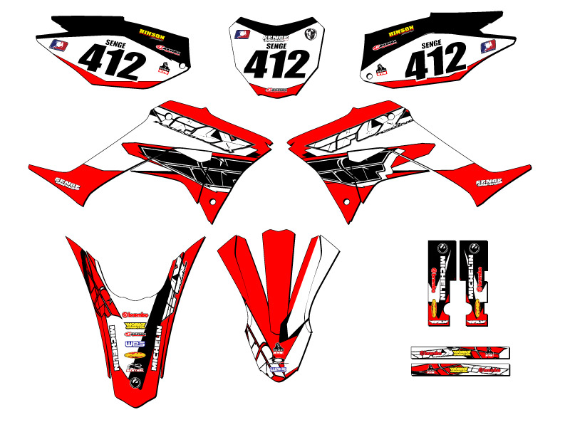 2019-2023 CRF 250 F 13 FLY Red Senge Graphics Kit Compatible with Honda - Picture 8 of 10