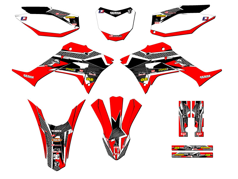 2019-2023 CRF 250 F PODIUM Red Senge Graphics Kit Compatible with Honda - Picture 5 of 10