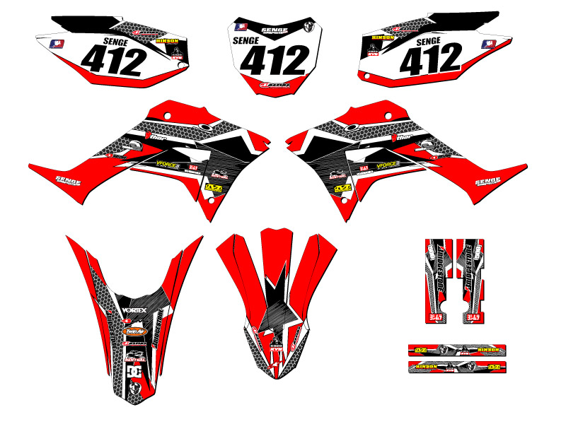 2019-2023 CRF 250 F PODIUM Red Senge Graphics Kit Compatible with Honda - Picture 8 of 10