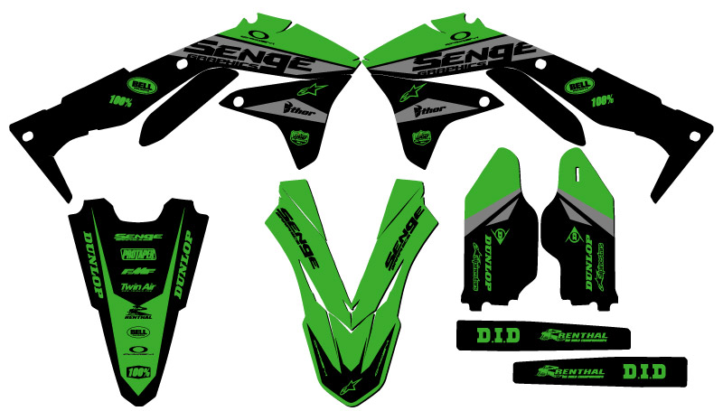 2016-2018 KX 450 F BINARY Green Senge Graphics Kit Compatible with Kawasaki