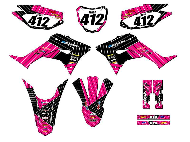2019-2023 CRF 250 F RACE SERIES Pink Senge Graphics Kit Compatible with Honda - Picture 8 of 10