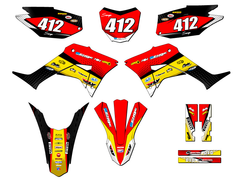 2019-2023 CRF 250 F RICOCHET Yellow Senge Graphics Kit Compatible with Honda - Picture 8 of 10