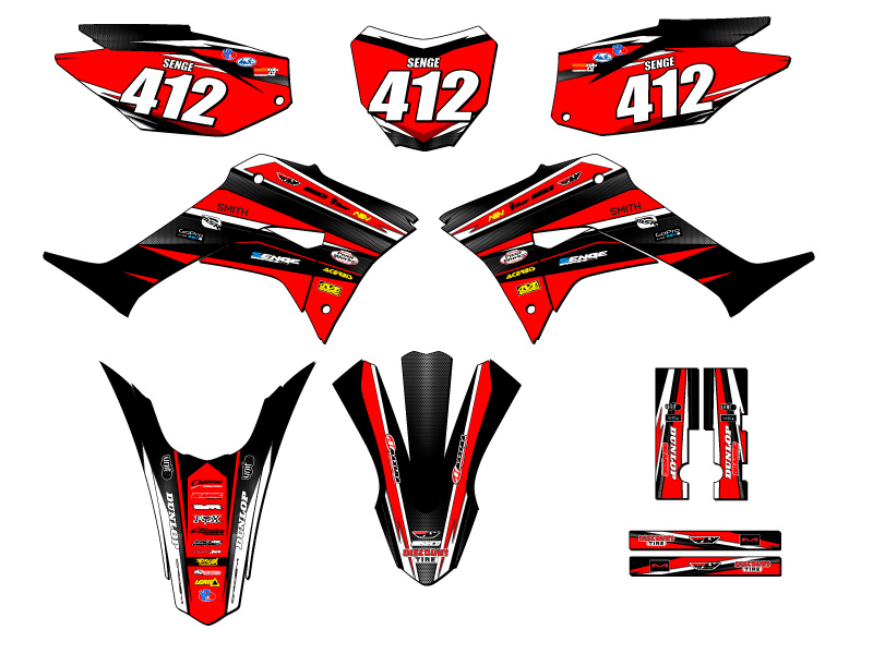 2019-2023 CRF 250 F VIGOR Red Senge Graphics Kit Compatible with Honda - Foto 8 di 10