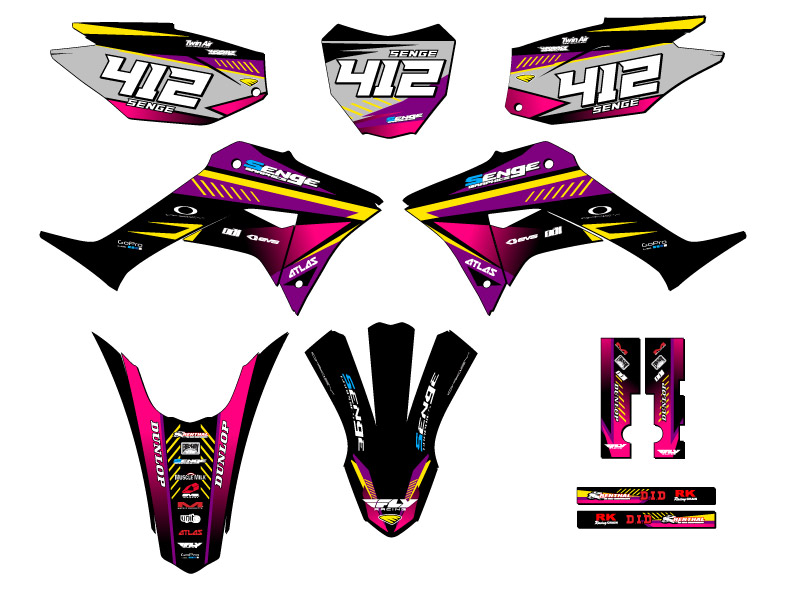 2019-2023 CRF 250 F SURGE Purple Senge Graphics Kit Compatible with Honda - Bild 8 von 10