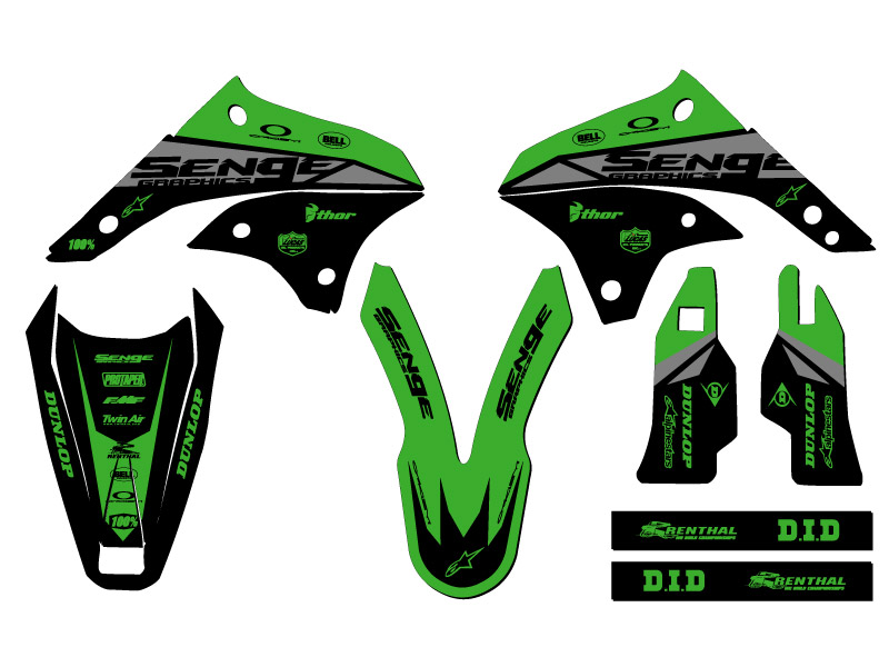 Kit de gráficos KLX 450 BINARY verde Senge 2008-2018 compatible con Kawasaki - Imagen 2 de 10