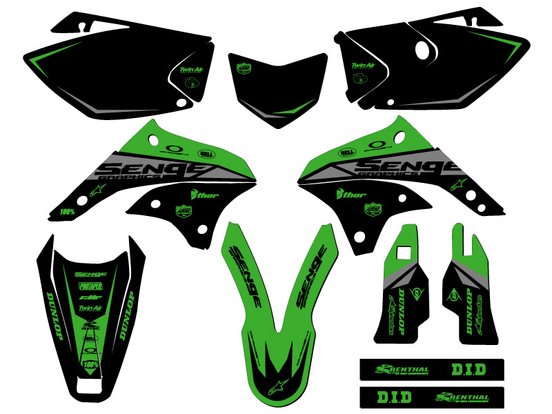 Kit de gráficos KLX 450 BINARY verde Senge 2008-2018 compatible con Kawasaki - Imagen 5 de 10