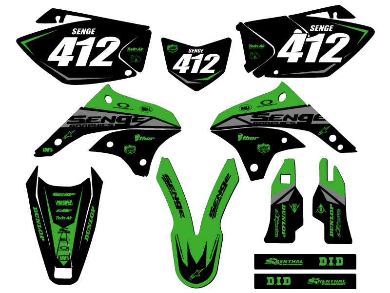 Kit de gráficos KLX 450 BINARY verde Senge 2008-2018 compatible con Kawasaki - Imagen 8 de 10