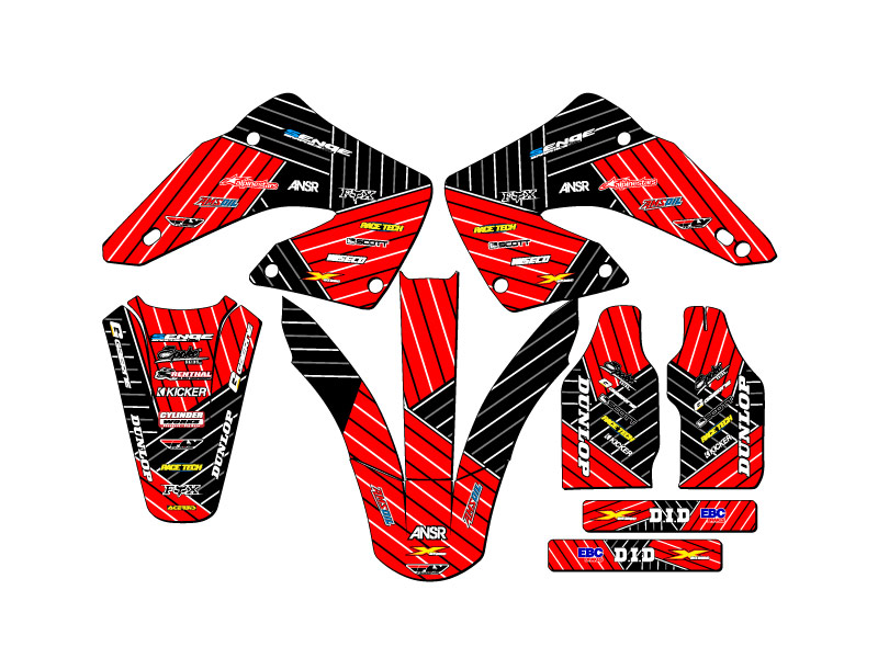 2000-2001 CR 250 R RACE SERIES Red Senge Graphics Kit Compatible with Honda - Foto 2 di 10