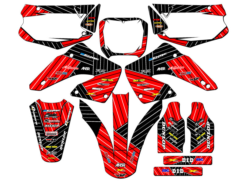 2000-2001 CR 250 R RACE SERIES Red Senge Graphics Kit Compatible with Honda - Foto 5 di 10