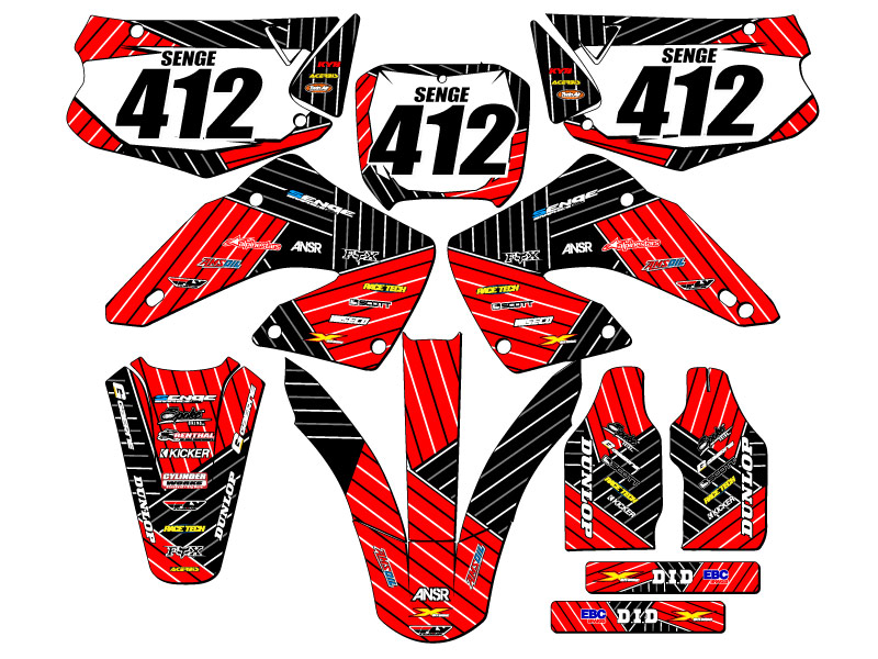 2000-2001 CR 250 R RACE SERIES Red Senge Graphics Kit Compatible with Honda - Foto 8 di 10