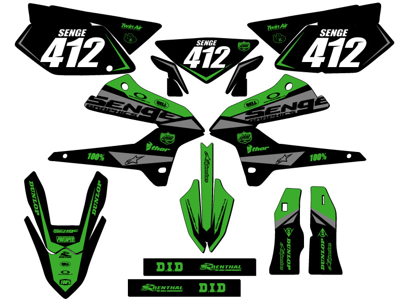 KLX 250 2008-2020 BINARY Green Senge kit de gráficos compatible con Kawasaki - Imagen 8 de 10