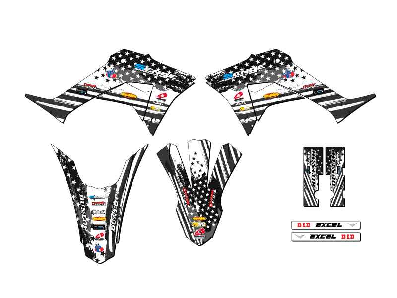 2019-2023 CRF 250 F MERICA Grey Senge Graphics Kit Compatible with Honda - Picture 2 of 10