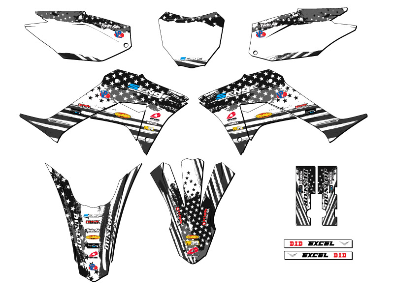 2019-2023 CRF 250 F MERICA Grey Senge Graphics Kit Compatible with Honda - Picture 5 of 10