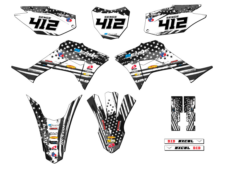 2019-2023 CRF 250 F MERICA Grey Senge Graphics Kit Compatible with Honda - Picture 8 of 10