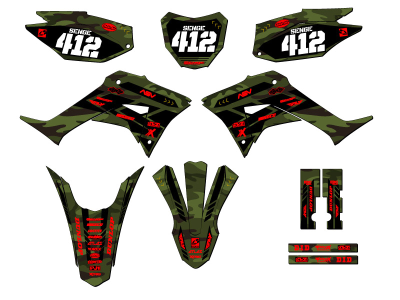 2019-2023 CRF 250 F APACHE Green Senge Graphics Kit Compatible with Honda - Picture 8 of 10