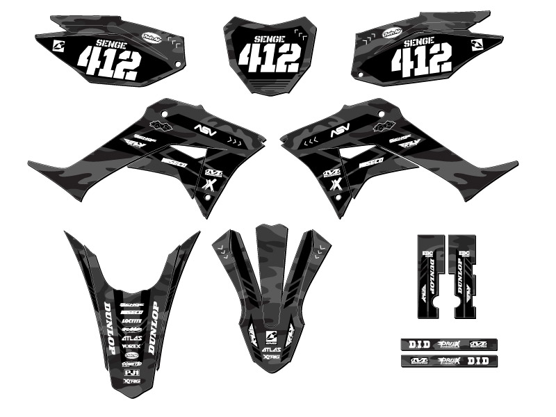 2019-2023 CRF 250 F APACHE Grey Senge Graphics Kit Compatible with Honda - Picture 8 of 10