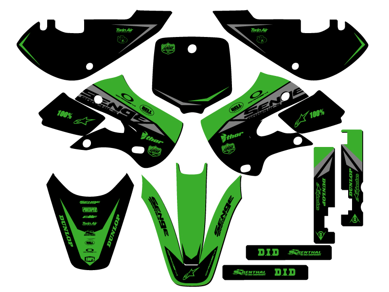 2002-2009 KLX 110 BINARY Green Senge kit de gráficos compatible con Kawasaki - Imagen 5 de 10