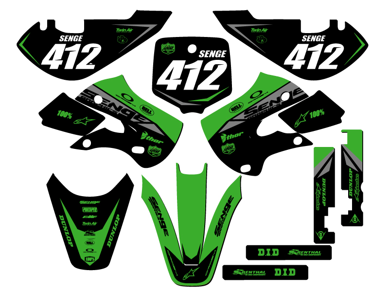 2002-2009 KLX 110 BINARY Green Senge kit de gráficos compatible con Kawasaki - Imagen 8 de 10