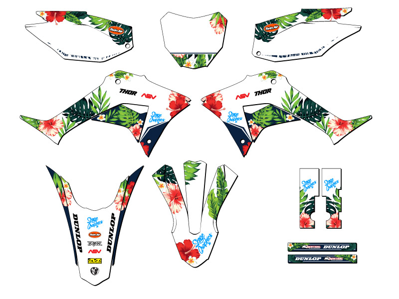 2019-2023 CRF 250 F TROPIC White Senge Graphics Kit Compatible with Honda - Picture 5 of 10