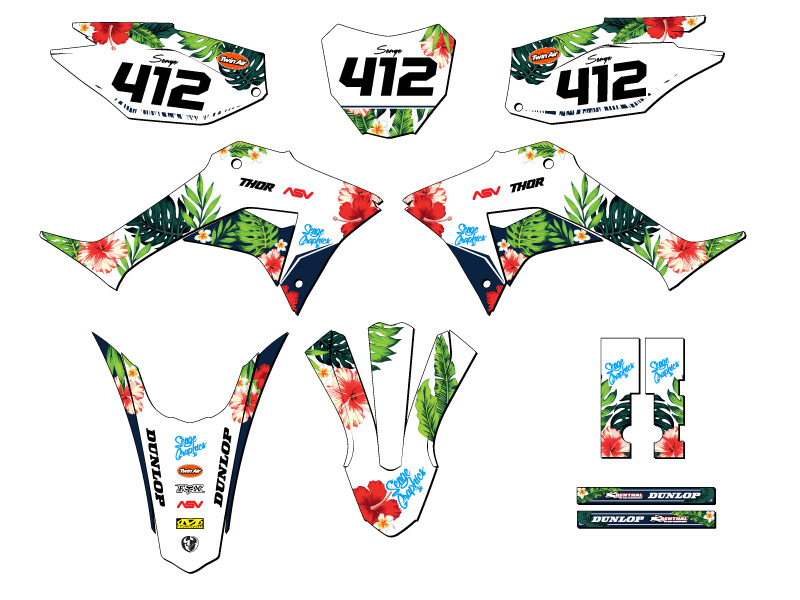 2019-2023 CRF 250 F TROPIC White Senge Graphics Kit Compatible with Honda - Picture 8 of 10