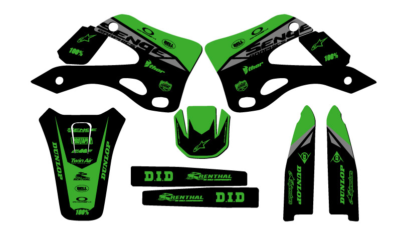 Kit de gráficos KX 250 BINARIO 1999-2002 verde Senge compatible con Kawasaki - Imagen 2 de 10