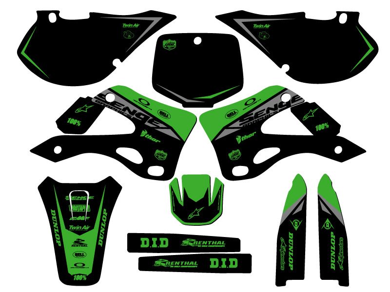 Kit de gráficos KX 250 BINARIO 1999-2002 verde Senge compatible con Kawasaki - Imagen 5 de 10