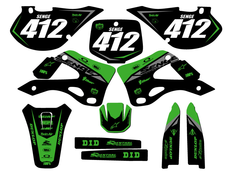 Kit de gráficos KX 250 BINARIO 1999-2002 verde Senge compatible con Kawasaki - Imagen 8 de 10
