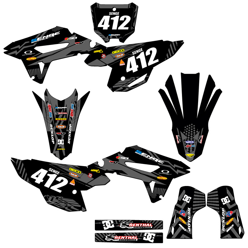 2023-2024 CRF 450 R-S MAYHEM Black Senge Graphics Kit Compatible with Honda - Picture 8 of 10
