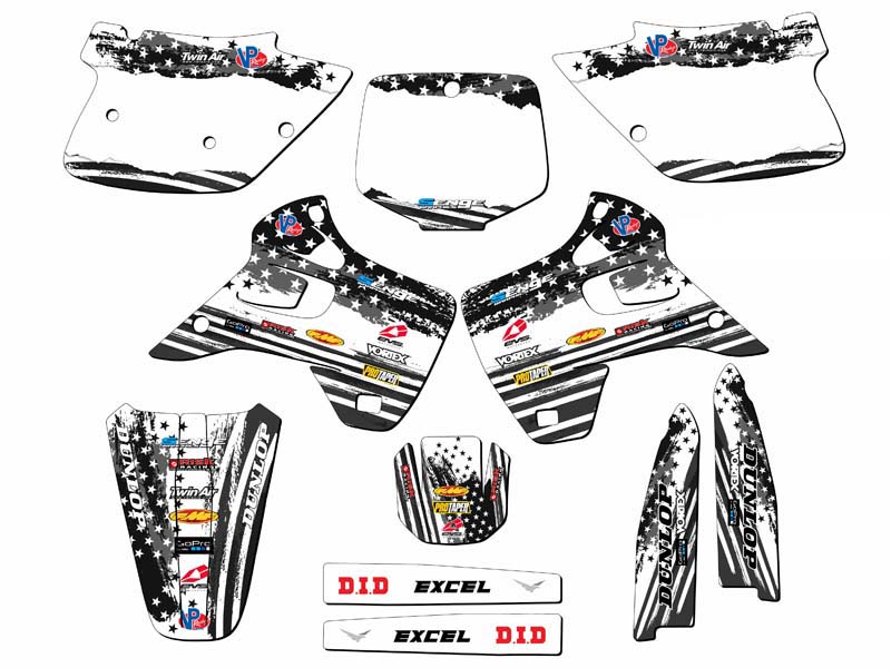 1992-1993 KX 125 MERICA Grey Senge Graphics Kit Compatible with Kawasaki - Picture 5 of 10