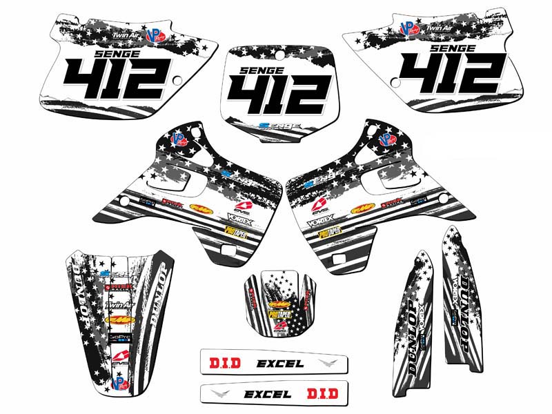 1992-1993 KX 125 MERICA Grey Senge Graphics Kit Compatible with Kawasaki - Picture 8 of 10