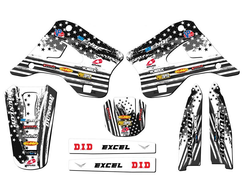 1996-1998 KX 125 MERICA Grey Senge Graphics Kit Compatible with Kawasaki - Picture 2 of 10