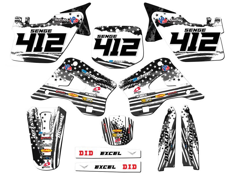 1996-1998 KX 125 MERICA Grey Senge Graphics Kit Compatible with Kawasaki - Picture 8 of 10