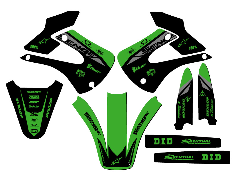 2001-2013 w/ UFO FENDERS KX 100 BINARY Green Senge Graphics Kit Compatible with - Picture 2 of 10