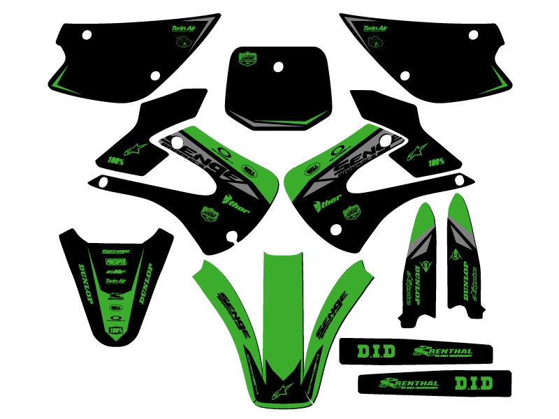 2001-2013 w/ UFO FENDERS KX 100 BINARY Green Senge Graphics Kit Compatible with - Picture 5 of 10