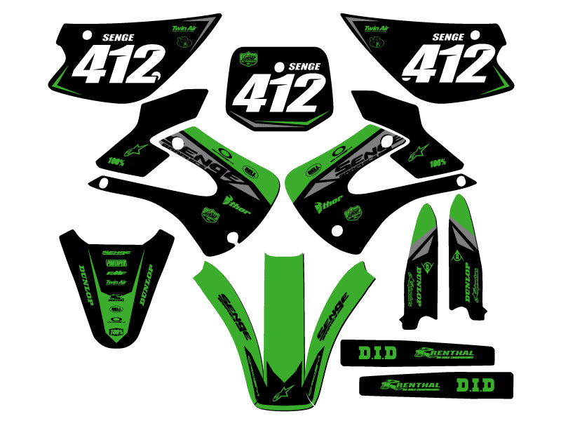 2001-2013 w/ UFO FENDERS KX 100 BINARY Green Senge Graphics Kit Compatible with - Picture 8 of 10