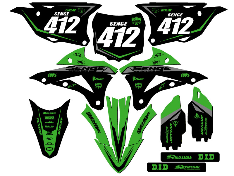 2014-2021 KX 85 BINARY Green Senge Graphics Kit compatible con Kawasaki - Imagen 8 de 10