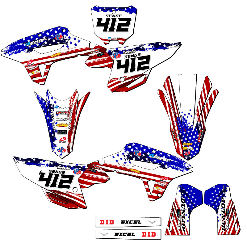 2021-2023 CRF 450 RX MERICA Usa Senge Graphics Kit Compatible with Honda - Picture 8 of 10