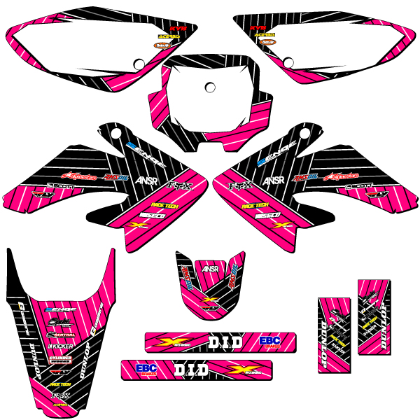 2004-2010 CRF 80 RACE SERIES Pink Senge Graphics Kit Compatible with Honda - Imagen 5 de 10