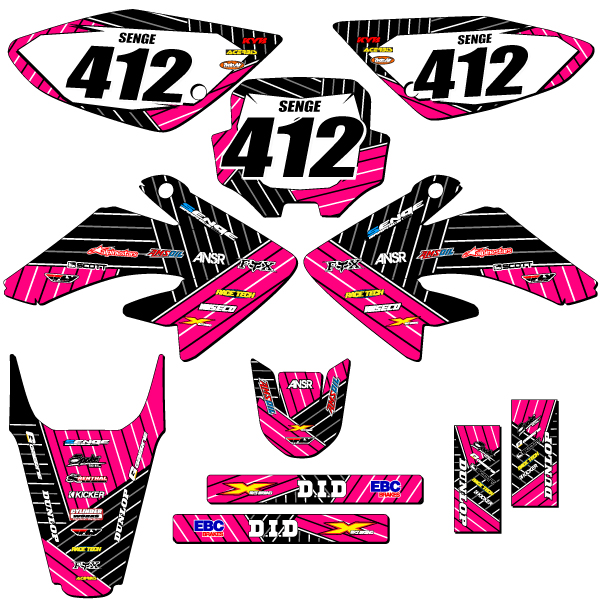 2004-2010 CRF 80 RACE SERIES Pink Senge Graphics Kit Compatible with Honda - Imagen 8 de 10