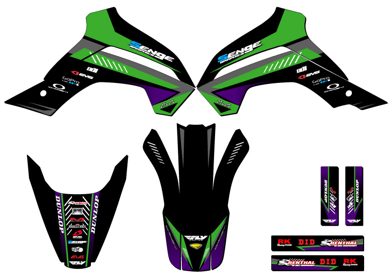 KLX 140 SURGE 2019-2020 Green Senge kit de gráficos compatible con Kawasaki - Imagen 2 de 10