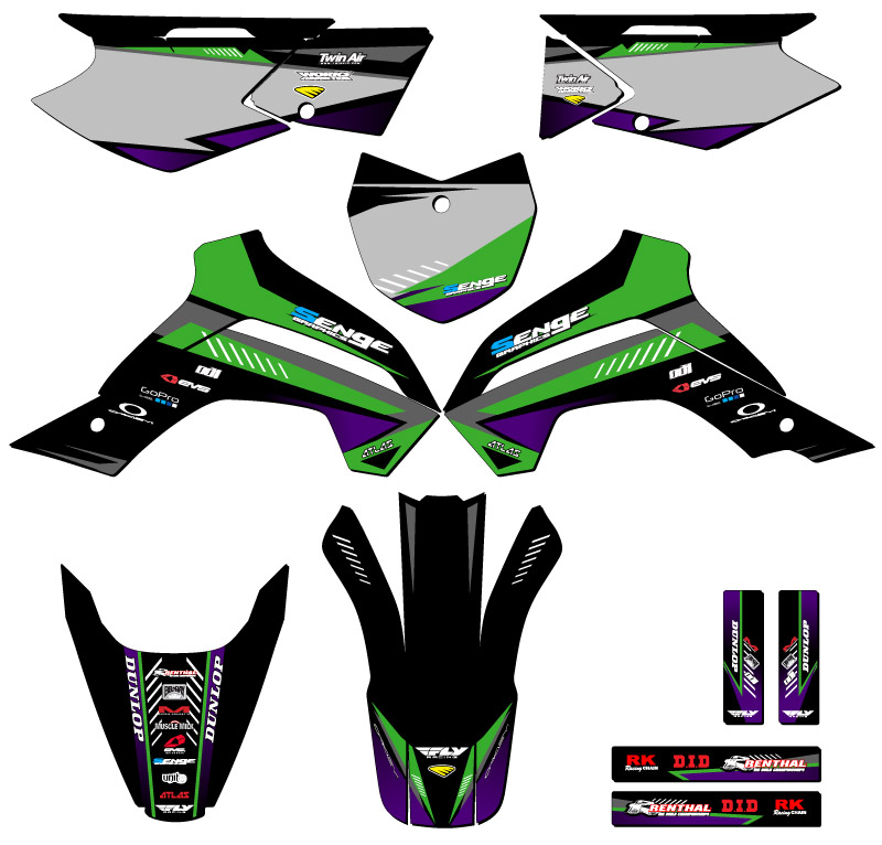 KLX 140 SURGE 2019-2020 Green Senge kit de gráficos compatible con Kawasaki - Imagen 5 de 10